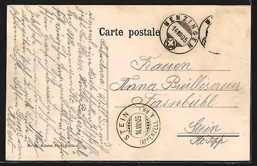 AK Menzingen, Teilansicht vom Dorf