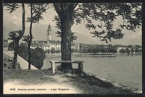 AK Ascona presso Locarno, Lago Maggiore, Idyll am Ufer