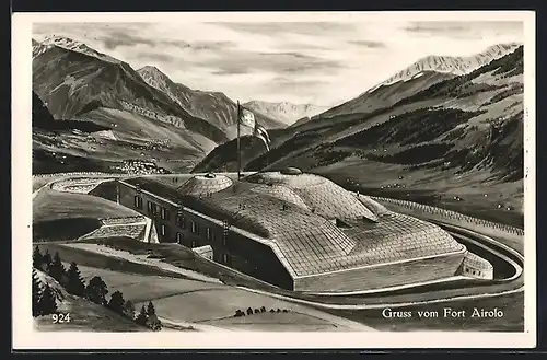 Künstler-AK Airolo, Gesamtansicht des Forts