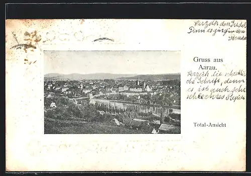 Präge-AK Aarau, Totalansicht, Passepartout