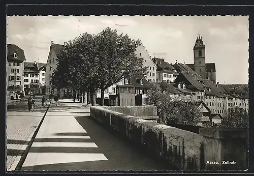 AK Aarau, Strasse am Zollrain mit Passanten