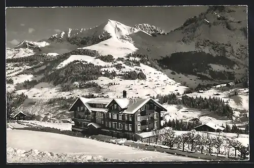 AK Adelboden, Hotel-Pension Alpenruhe im Schnee