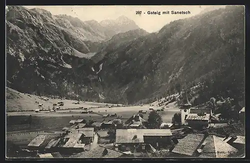 AK Gsteig, Teilansicht mit Kirche und Sanetsch