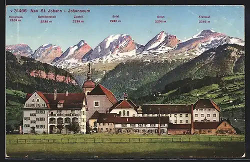 AK Neu St. Johann, Johanneum mit Selun, Hinterruck und Frümsel
