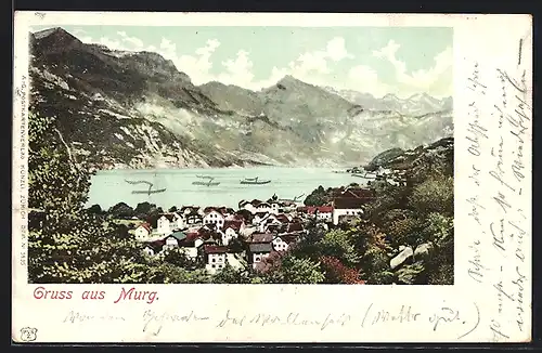 AK Murg, Teilansicht mit Bergen