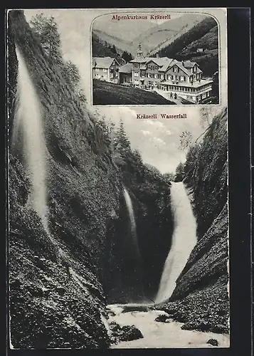 AK Urnäsch, Alpenkurhaus Kräzerli am Säntis, Kräzerli Wasserfall