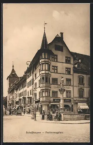 AK Schaffhausen, Frohnwaagplatz mit Brunnen