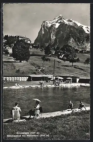 AK Grindelwald, Schwimmbad mit Wetterhorn