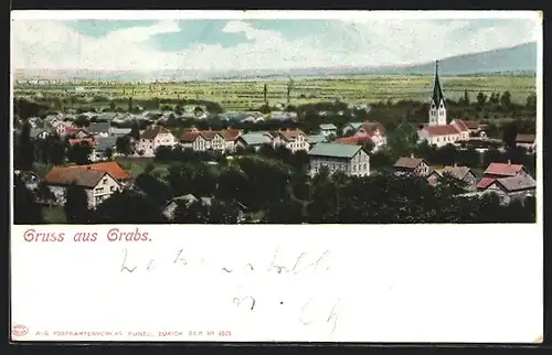 AK Grabs, Teilansicht mit Kirche