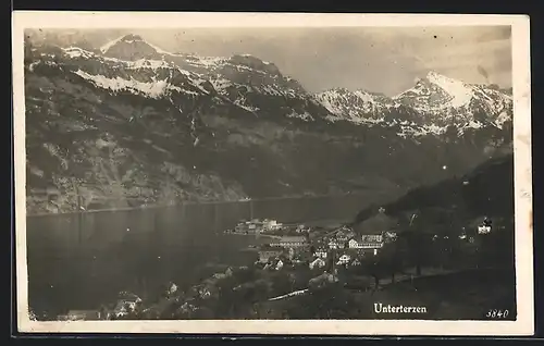 AK Unterterzen, Teilansicht mit Bergen