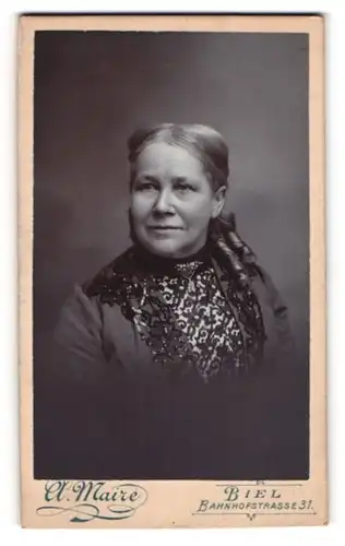 Fotografie A. Maire, Bienne, ältere Dame Madame Tschiffelig Petér