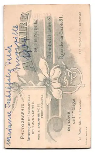 Fotografie A. Maire, Bienne, ältere Dame Madame Tschiffelig Petér