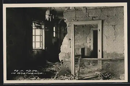 AK Wien, Zerstörungen im Goethehof 12.11.1934