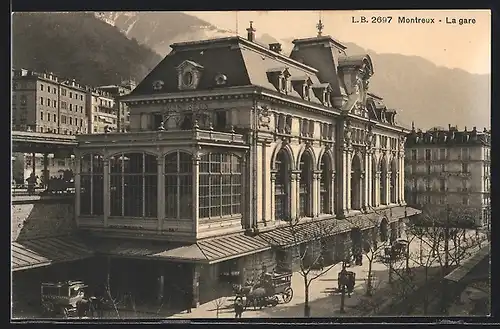 AK Montreux, La gare, Bahnhof