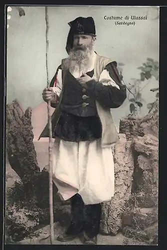 AK Sardegna, Costume di Ulassai, Älterer Italiener in Tracht