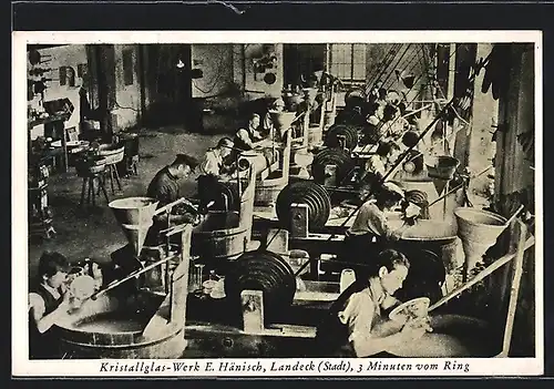 AK Landeck, Kristallglas-Werk E. Hänisch, Innenansicht