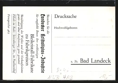 AK Landeck, Kristallglas-Werk E. Hänisch, Innenansicht