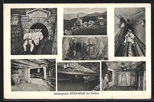 AK Hallein, Salzbergwerk Dürrnberg, Einfahrt in den Stollen, Rolle und Salzsee