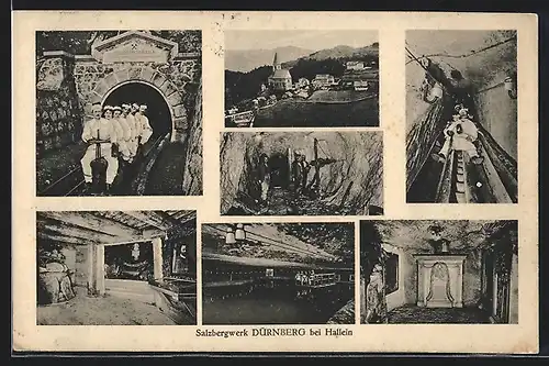 AK Hallein, Salzbergwerk Dürrnberg, Einfahrt in den Stollen, Rolle und Salzsee