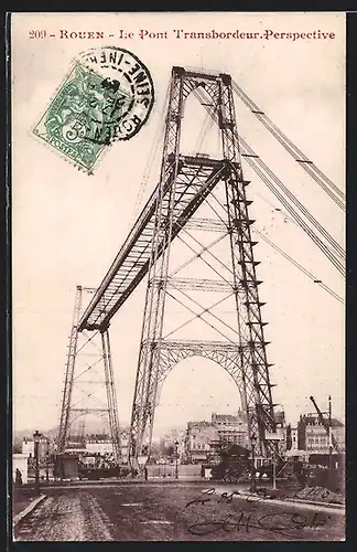 AK Rouen, Le Pont Transbordeur, Perspective