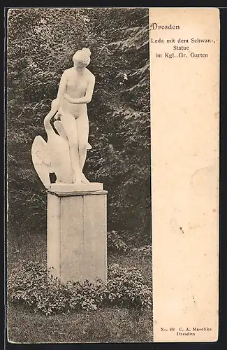 AK Dresden, Leda mit dem Schwan, Statue im Königlichen Grossen Garten