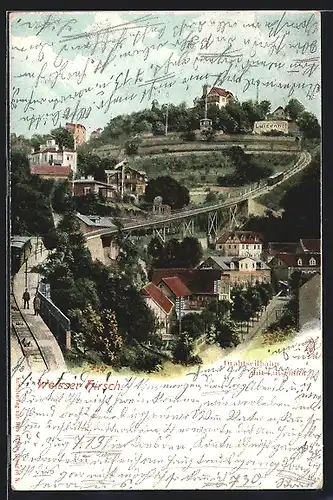 AK Dresden-Weisser Hirsch, Weisser Hirsch, Drahtseilbahn mit Luisenhof