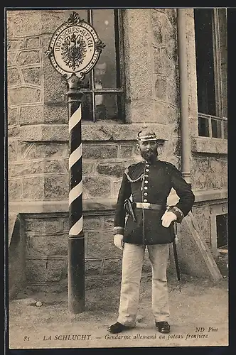 AK Gendarme Allemand au Poteau Frontière