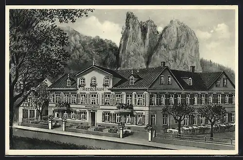 AK Münster am Stein, Hotel Baum von Heinrich Kablé