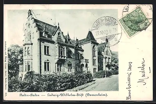 AK Baden-Baden, Kurhotel Ludwig-Wilhelm-Stift, Damenheim