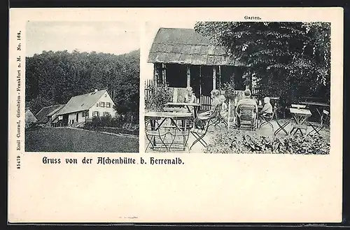 AK Herrenalb, Gasthof Aschenhütte, Garten