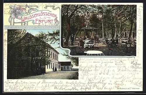 AK Erfurt, Gasthaus Waldschlösschen mit Gartenterrasse