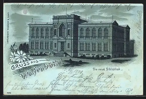 Mondschein-Lithographie Wolfenbüttel, Die neue Bibliothek