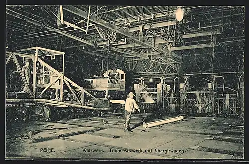 AK Peine, Walzwerk, Fabrikarbeiter am Trägerwalzwerk