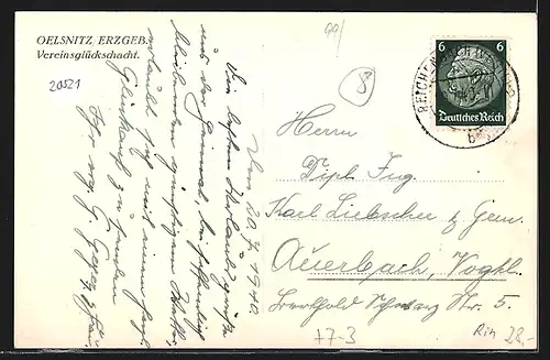 AK Oelsnitz /Erzgeb., Kohlebergwerk, Vereinsglückschacht