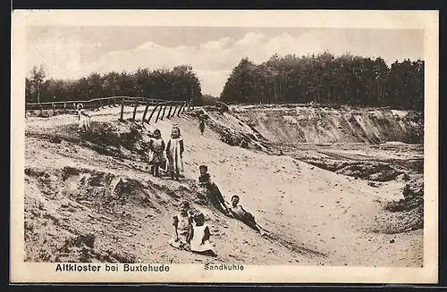 AK Altkloster bei Buxtehude, Sandkuhle mit Kindern, Steinbruch