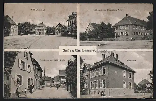 AK Lichtenau-Ulm, Gasthaus zum Schwarzen Adler, Handlung von Wilh. Koch, Schulhaus