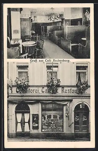 AK Löbau, Cafe Rechenberg, Innenansicht