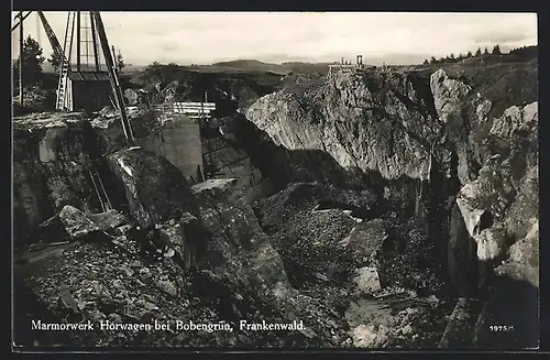 AK Bobengrün /Frankenwald, Marmorwerk Horwagen, Teilansicht mit Förderband