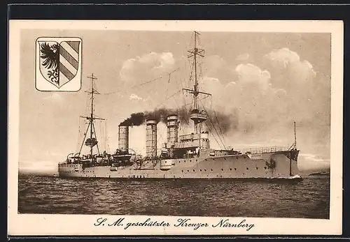 AK Geschützter Kreuzer SMS Nürnberg vom Ostasiengeschwader, Wappen