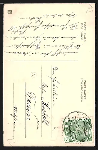 AK Rehe am Flussufer im Winter, Neujahrsgruss