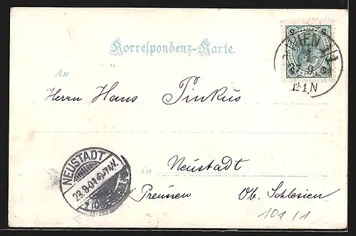Goldfenster-AK Wien, Nordbahnhof mit leuchtenden Fenstern, Pferdekutschen