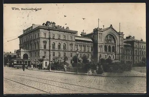 AK Wien, Nordwestbahnhof mit Strassenbahn