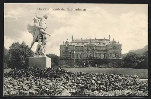 AK Dresden, Raub der Sabinerinnen beim Palais im Grossen Garten