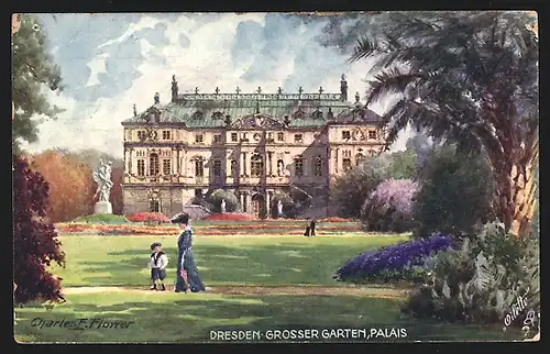 Künstler-AK Charles F. Flower: Dresden, Grosser Garten Palais