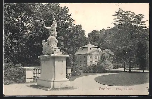 AK Dresden, Grosser Garten, Anlagen, Statue