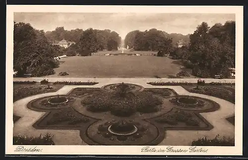 AK Dresden, Grosser Garten, Beet aus der Vogelschau