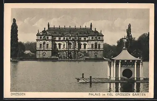 AK Dresden, Grosser Garten, Palais mit Pavillon