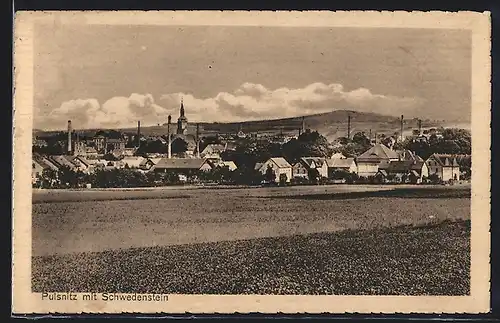 AK Pulsnitz, Teilansicht mit Kirche