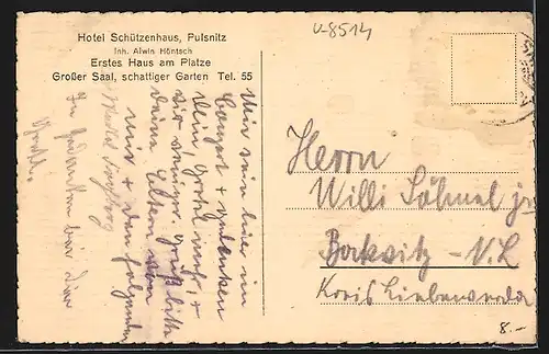 AK Pulsnitz, Teilansicht mit Kirche