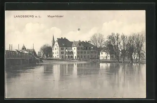 AK Landsberg a.L., Lechpartie mit Mayerhäuser